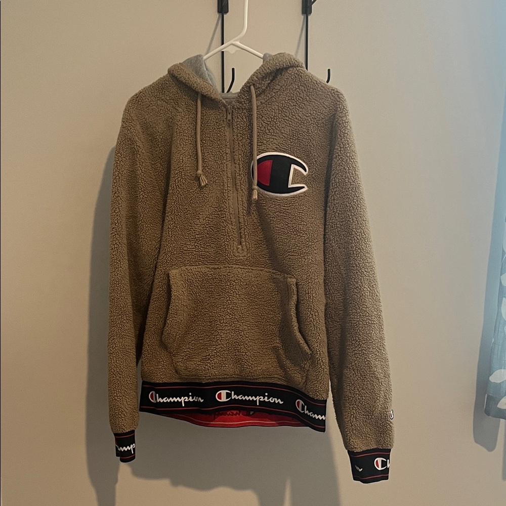 Champion Men's Tan Sherpa Hoodie